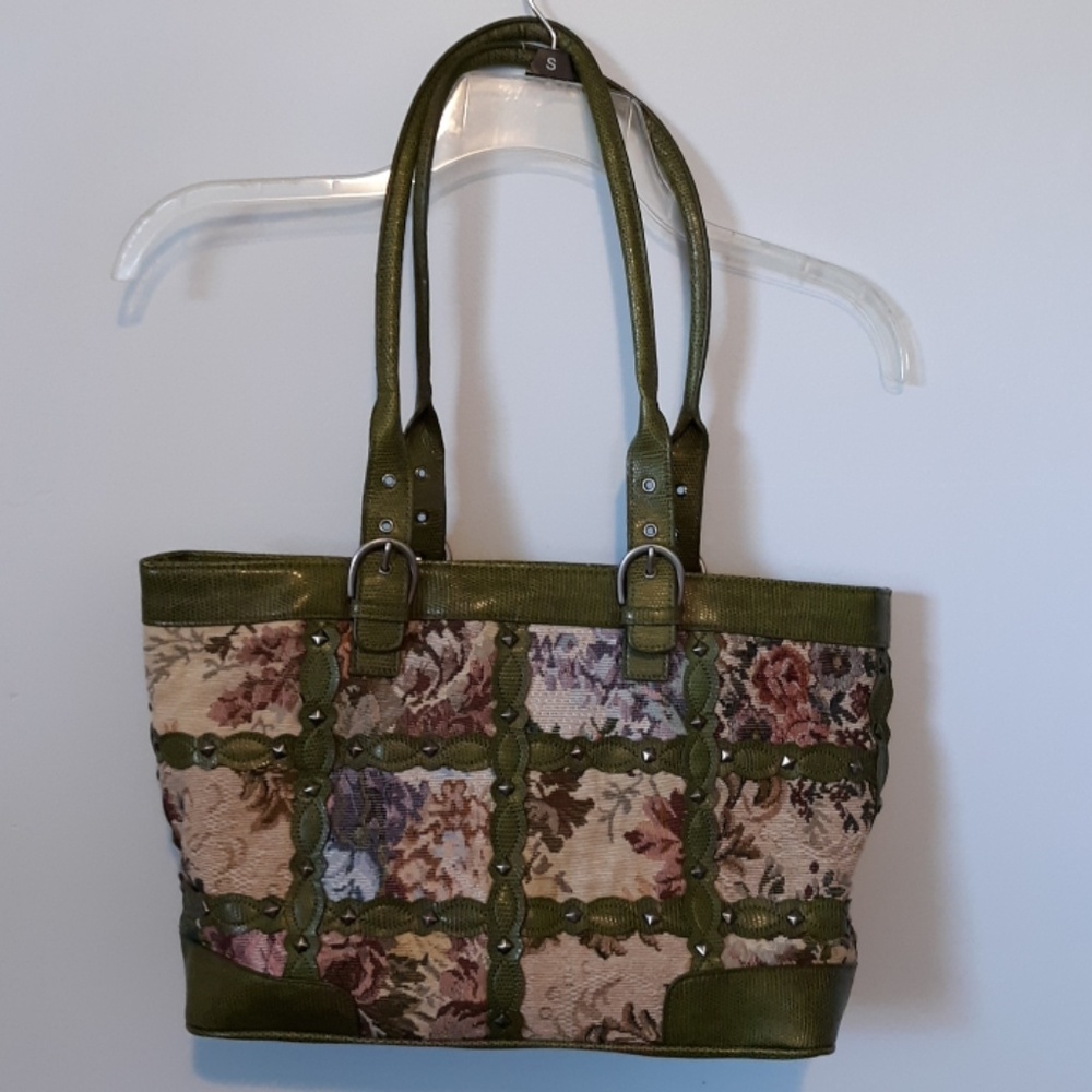 Bueno Green Tapestry Satchel